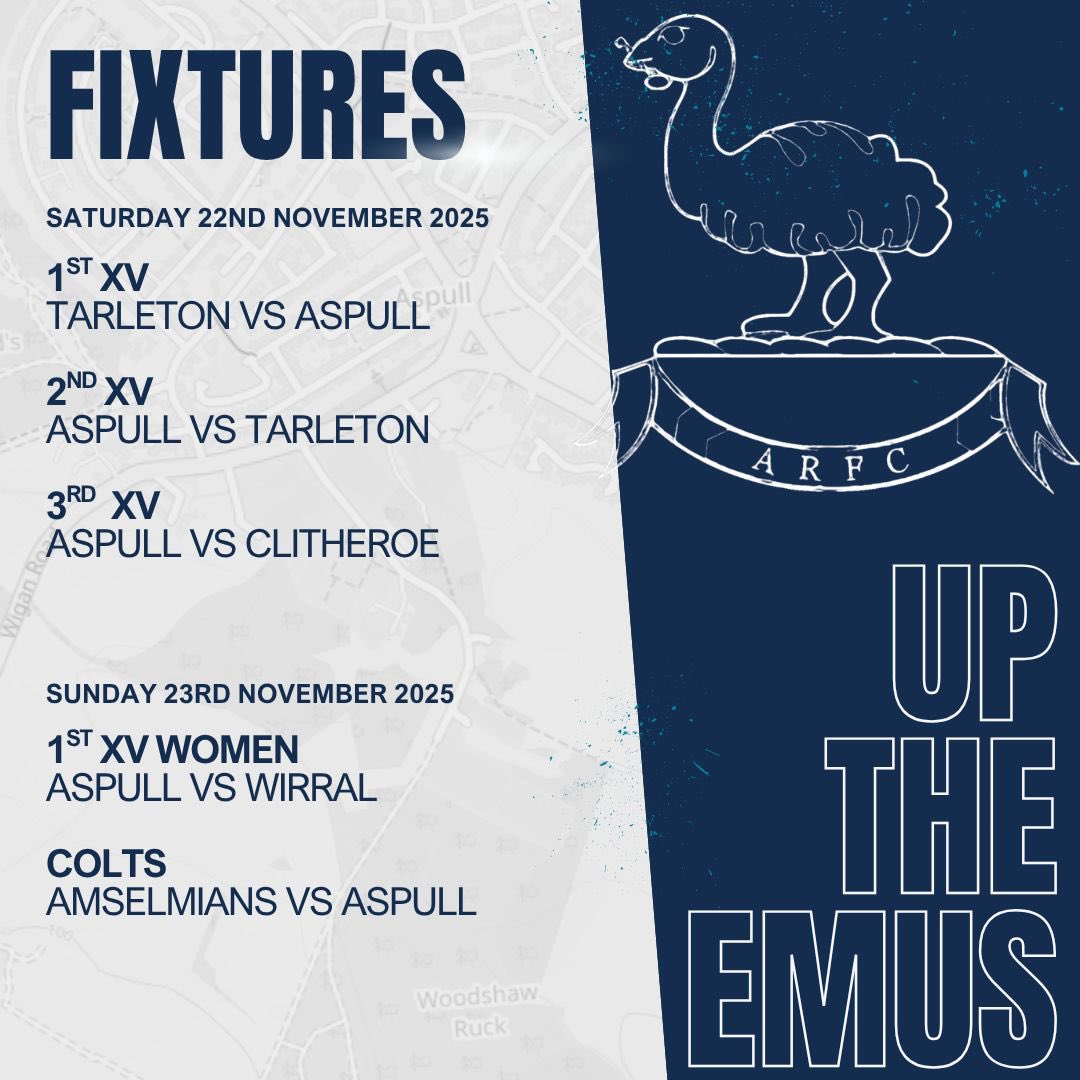 Aspullrfc's tweet image. This weekends fixtures 🏉