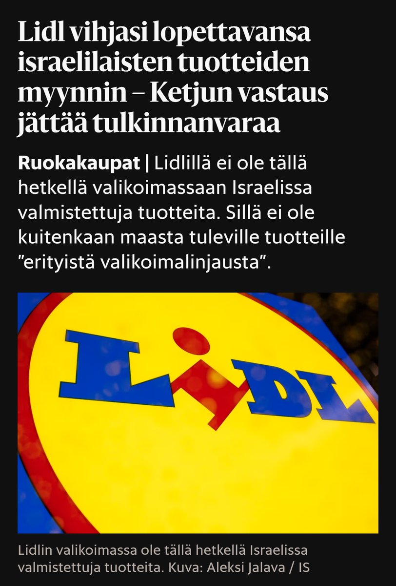 Kaksi vuotta sitten on kaupan alalla tehty tiukempia linjauksia ja ainakin jo 2012 on kaupoissa (K ja S) linjattu pelisääntöjä siirtokuntatuotteiden osalta.

En myöskään edelleen ymmärrä tätä kahtiajakoa, kun siellä valtio tappaa siviileitä ja terroristiryhmä tappaa siviileitä.