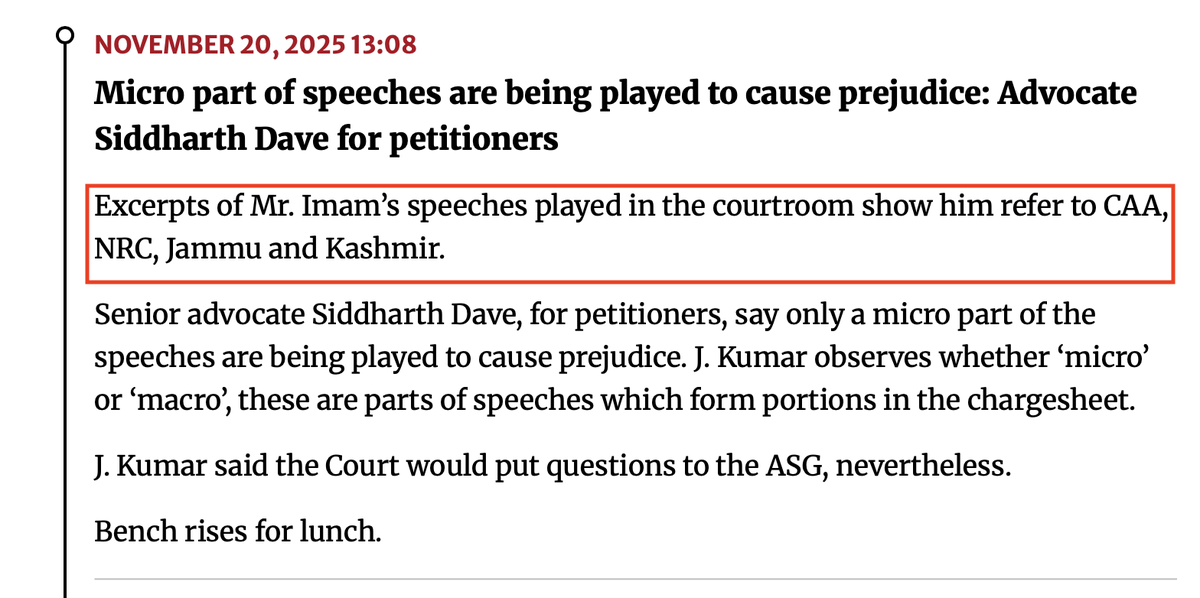 Now that the video has been posted, let's see how <a href="/the_hindu/">The Hindu</a> covered the recording. Hindu says that the speeches showed Imam "refer to CAA, NRC, Jammu and Kashmir"

Refer to? In these excerpts, Sharjeel is specifically seen inciting violence, even claiming that Delhi is the