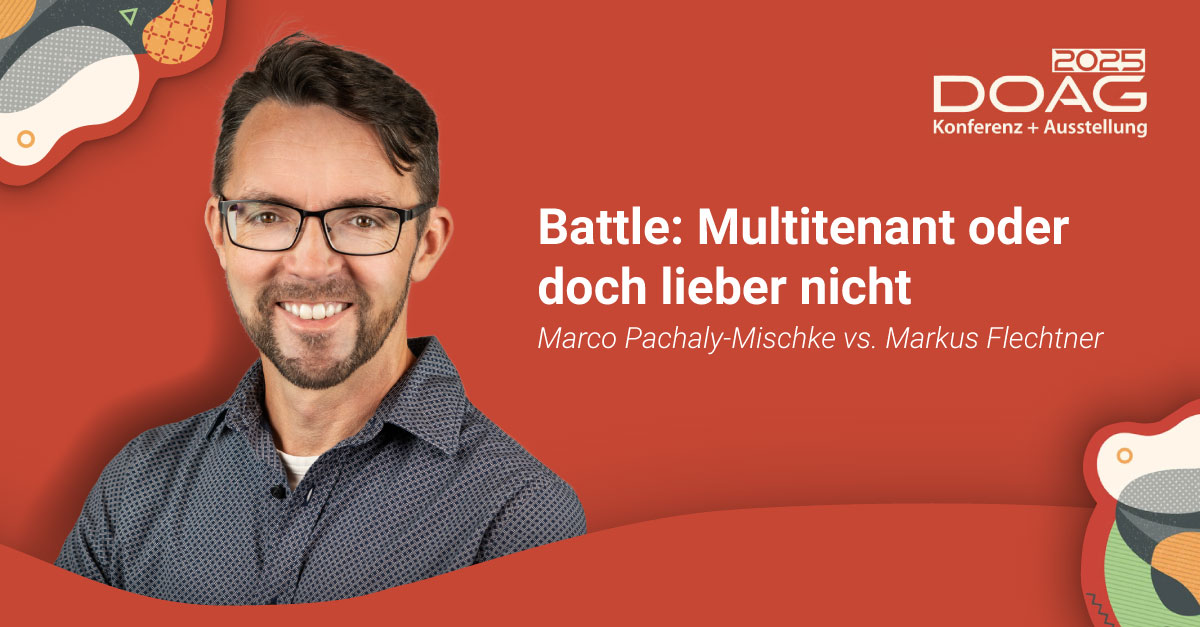 Robotron_TecCh's tweet image. Parallel dazu zieht @DBAMarco ins Battle: Multitenant Database oder doch lieber nicht? Ab 10 Uhr könnt ihr euch auf ein humorvolles, aber fachlich fundiertes Duell freuen: Ist Multitenant die Zukunft oder lieber nicht anfassen, was läuft?  #DOAG2025 #Multitenant