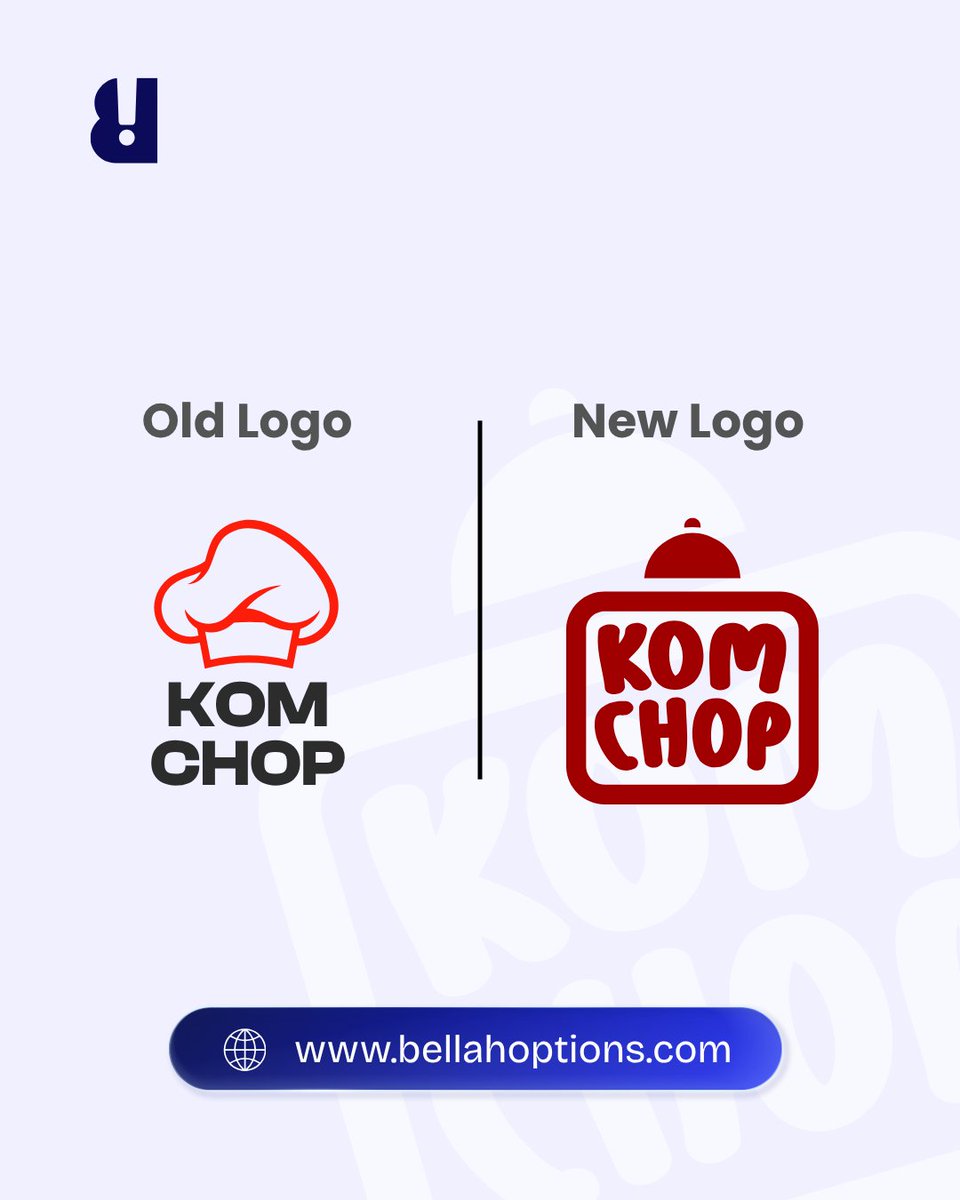 BellahOptions's tweet image. Brand transformation alert!
We redesigned the KomChop logo and the results are 🔥
From classic to modern - bold, distinctive, and unforgettable!
Ready to elevate your brand identity? 👉 bellahoptions.com
#logodesign #rebrand #komchop #bellahoptions #beforeandafter