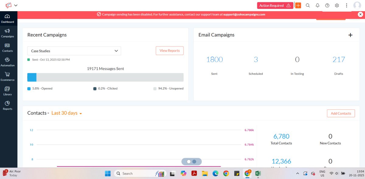 IFA_Global's tweet photo. @ZohoCares, we’ve been following up for 4 weeks regarding our blocked Zoho Campaign account. All required steps have been completed from our end. We request immediate action as this delay is now impacting our daily operations. Kindly fast-track the resolution. https://t.co/CIHWZmsUnJ