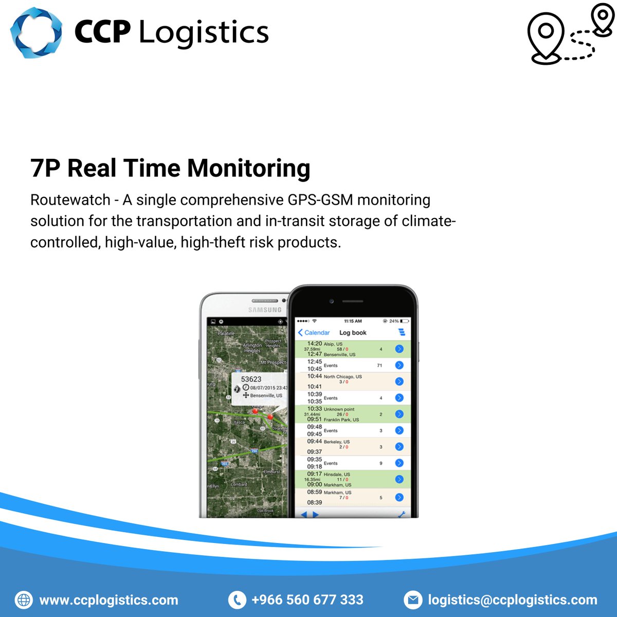CCPKSA's tweet image. Routewatch | A single comprehensive GPS-GSM monitoring solution for the transportation and in-transit storage of climate-controlled, high-value, high-theft risk products. @7PSolutions 

Learn more ⤵️
ccplogistics.com/products/7p-re…

#ColdChain #SupplyChain #Pharma #Logistics