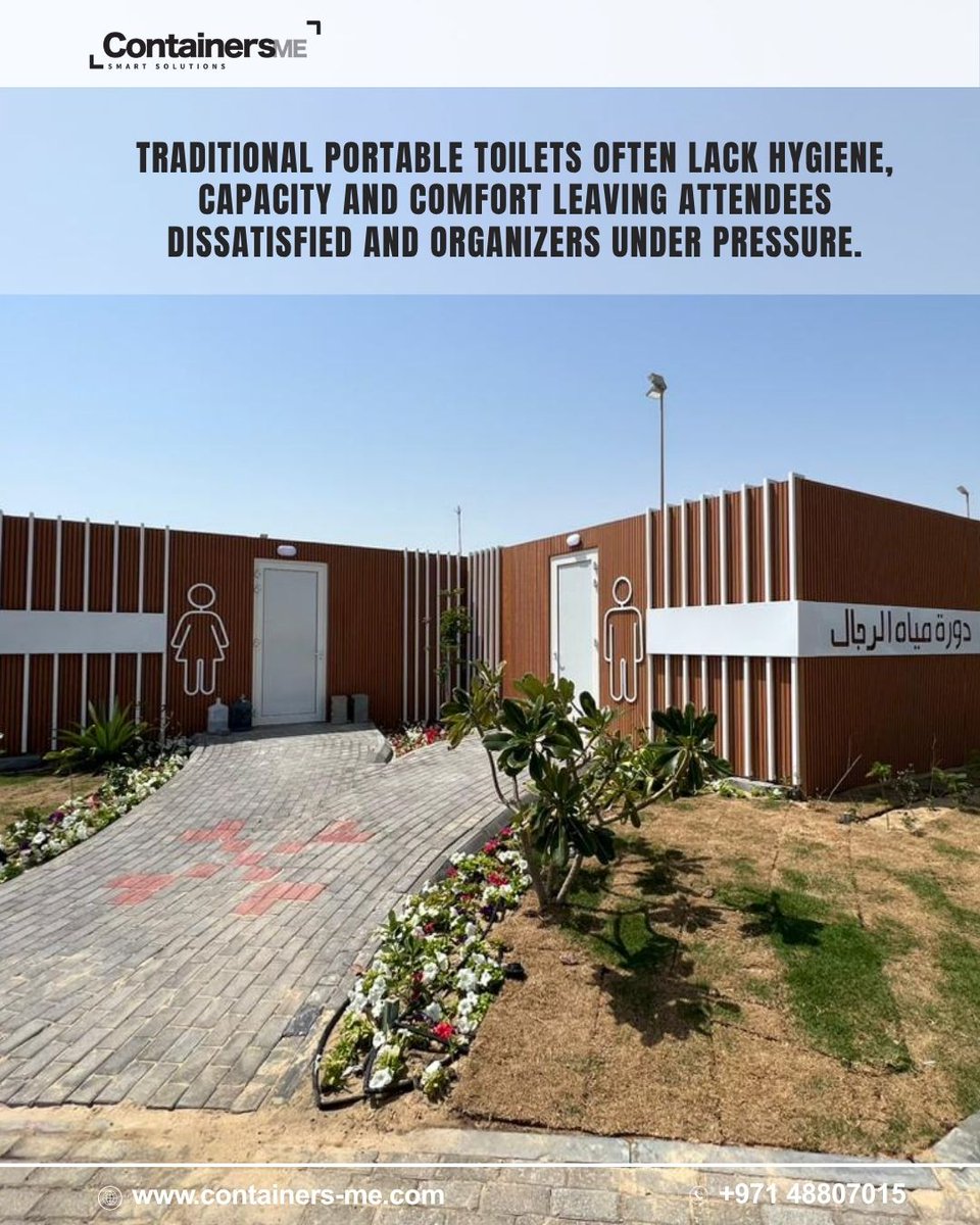 Containers_me's tweet image. Are your large events struggling with limited restroom facilities? 🚻

 Modular container restrooms = clean, mobile, air-conditioned comfort for every crowd.

 quick setup • reusable • eco-friendly

#modularcontainers #portabletoilets #dubaievents