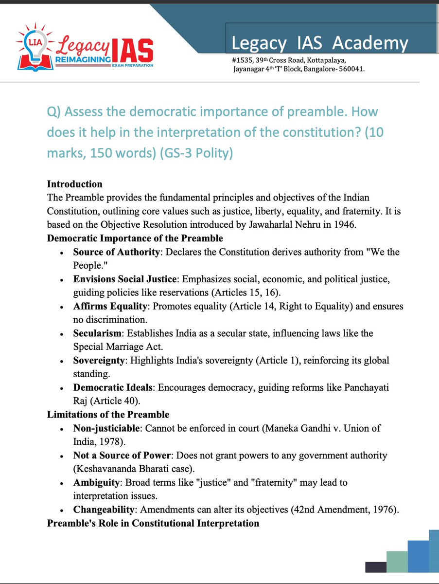 prisha0602's tweet image. Democratic Importance of Preamble

#AnswerWriting