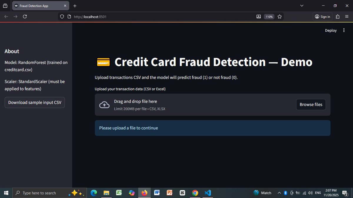 LamsalYTz's tweet image. Day 22 of my ML Journey:

 I deployed my first industry-ready ML demo: Credit Card Fraud Detector 🔍💳

Portfolio link &amp;amp; demo github.com/LamsalYTz/Frua…

#ML #DataScience #AI #Streamlit