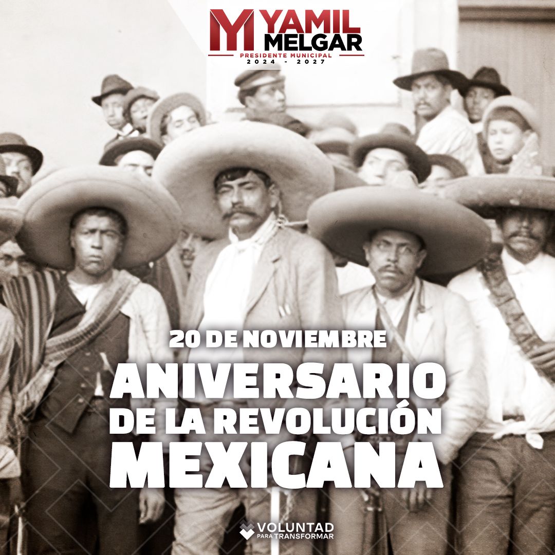 Hoy conmemoramos el aniversario de la Revolución Mexicana, celebramos a quienes con valor y determinación pelearon por un México libre y justo. Su legado vive en cada uno de nosotros.
 Desde Tapachula, reafirmamos nuestro compromiso de seguir construyendo una sociedad más