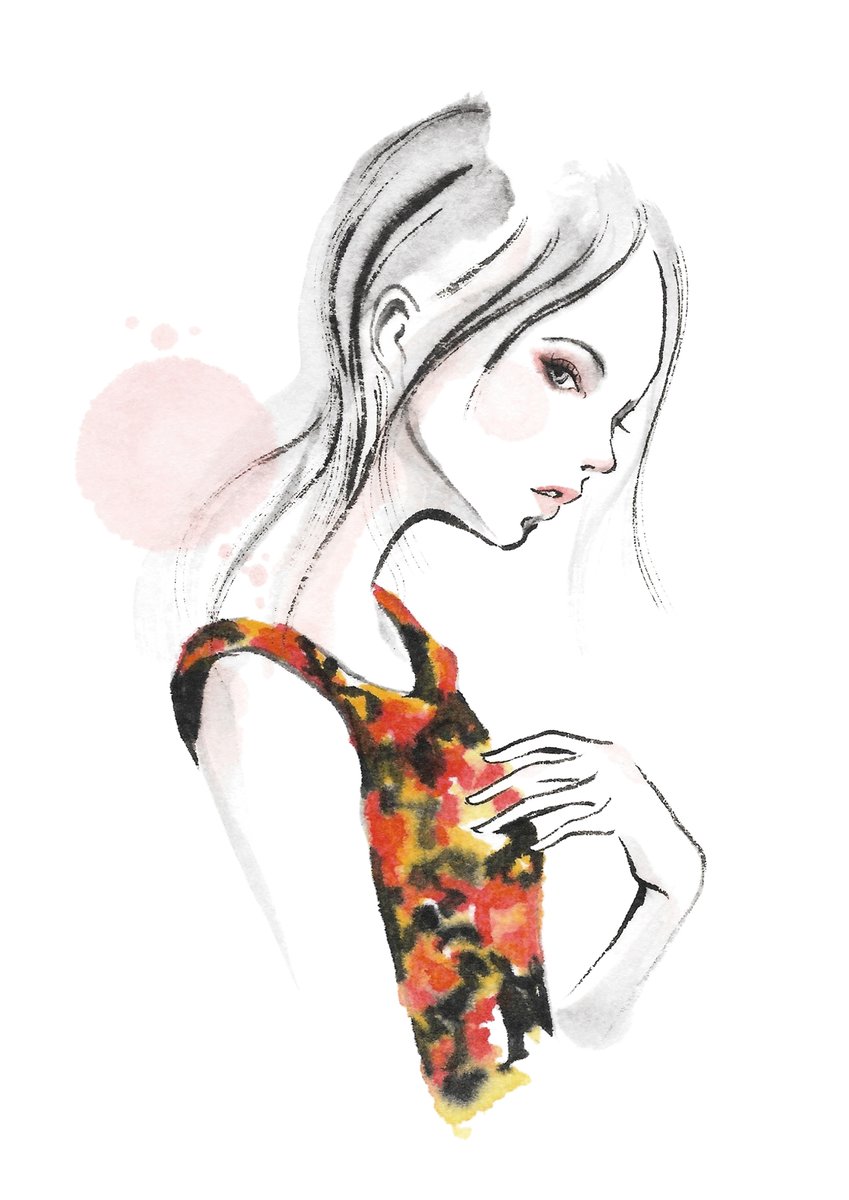 makotau_'s tweet photo. 暖房つけたら負けた気がする。
#イラスト #墨　＃水彩絵の具 https://t.co/YbSgjtNXgP