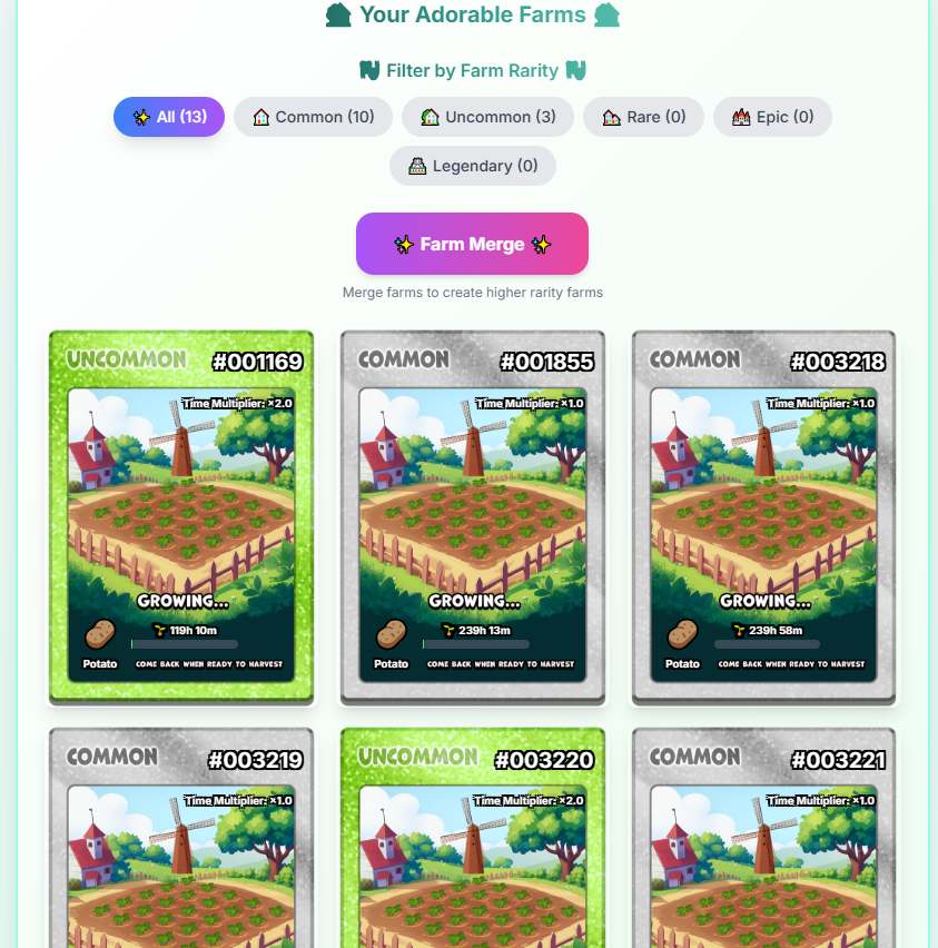ジャガイモ植え！
１０連引いたけどコモンばかりで辛っ！！！ｗ
<a href="/HyperFarmGames/">HyperFarm</a>