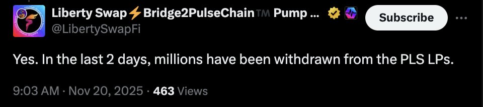 DcentraliseMe's tweet image. Remember when I said we&apos;ll see more liquidity pulled soon to prepare for the L2 report? 

Well, that time has come. 

Liberty Swap have confirmed that millions have already been withdrawn from the #WPLS LP&apos;s in the last 2 days. 

🔥The protocols have been fired up. 

🌉The #pDAI…