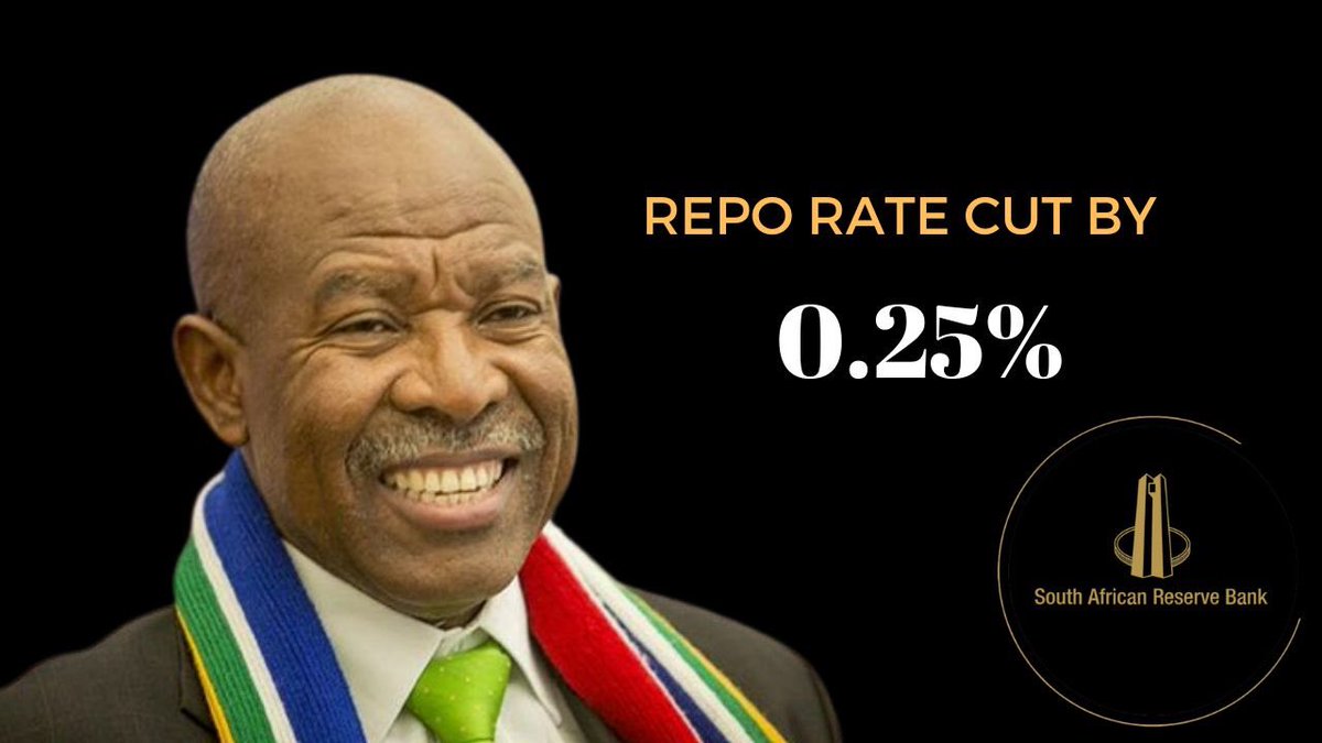 𝐍𝐞𝐰𝐬 𝐉𝐮𝐬𝐭 𝐈𝐧 ‼️

The South African Reserve Bank (SARB) has 𝗖𝗨𝗧 𝗶𝗻𝘁𝗲𝗿𝗲𝘀𝘁 𝗿𝗮𝘁𝗲𝘀 𝗯𝘆 𝟮𝟱𝗯𝗽𝘀.

🇿🇦Repo Rate = 6.75%
🇿🇦Prime Rate = 10.25%