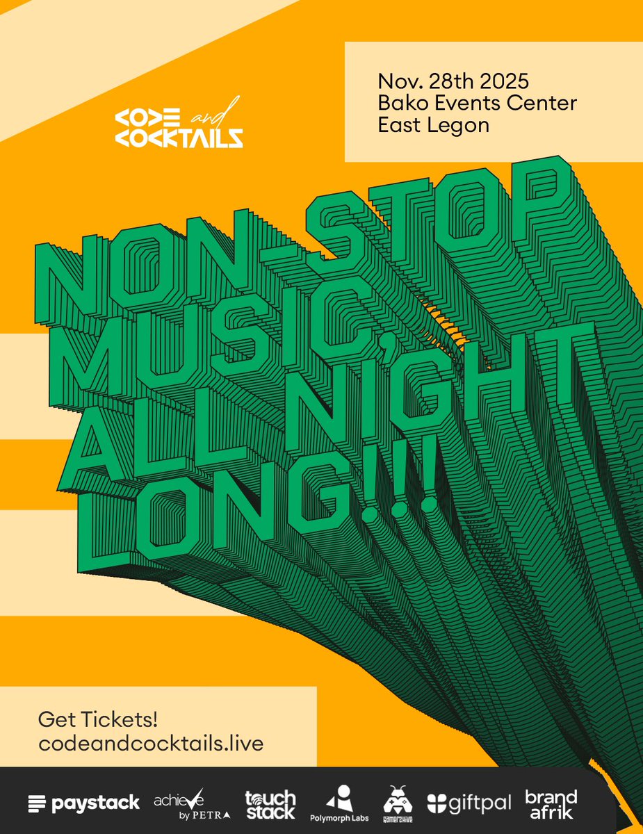 codeNcocktails's tweet image. Non-Stop Music, All Night Long!!!
We have made arrangements with men and women we trust to give you hot tunes with range from Blacko to Adele; whatever your taste is, we promise to deliver! 

📆Nov. 28th 2025 || 6:00pm || Bako Events Center

🎫Get tickets:
codeandcocktails.live