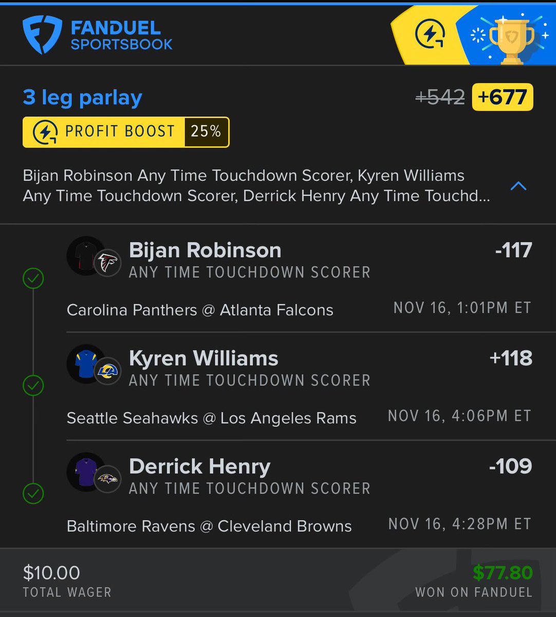 PrecisionSlips's tweet image. We have been spot on with the anytime TD props 🎯

🏈📊📈 - @yourlinemate 

Hit the follow button for today’s #POTD and a #TNF prop for free right here on the timeline and a chance to win FREE access to our discord.🫡