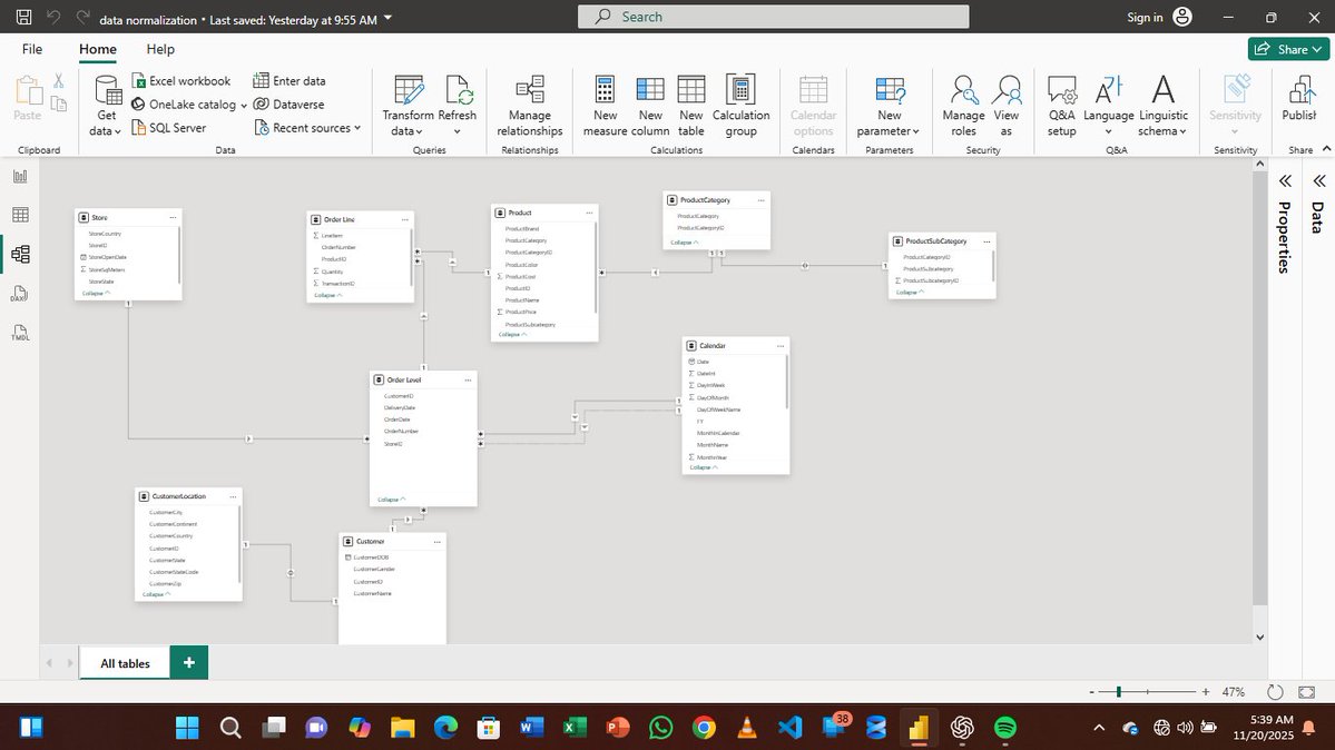 nipalang's tweet image. I just transformed a single messy table into 9 well-structured tables and rebuilt the entire data model in Power BI.
Database normalization is one of the most underrated skills for data analysts.
Clean data = clean insights.

#DataAnalysis #PowerBI #SQL