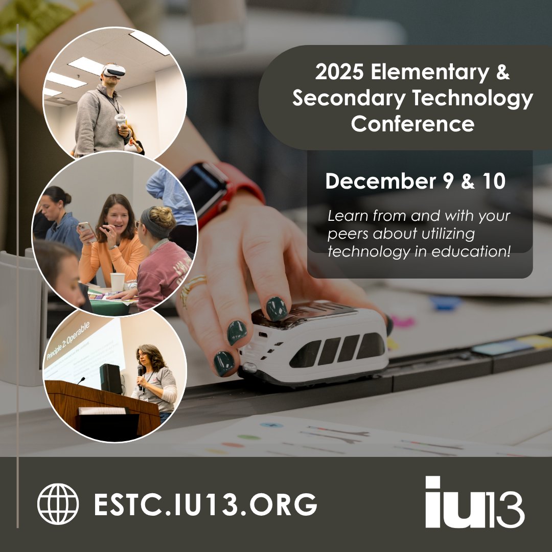 IU13's tweet image. Educators! Registration is open for the Elementary &amp;amp; Secondary Technology Conference on Dec. 9 &amp;amp; 10. Join your peers to learn about using tech to engage &amp;amp; build classroom communities.
hubs.ly/Q03NXFx40
#iu13EdTech
