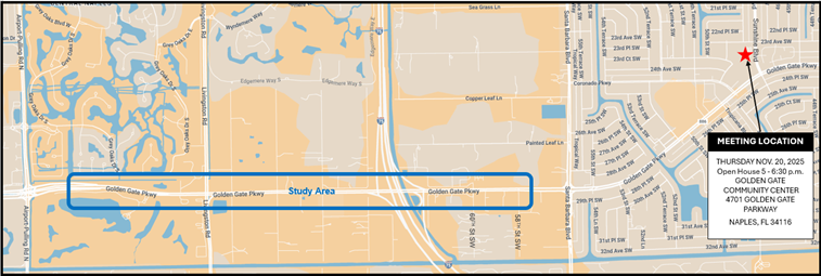 #CollierCounty invites you to a public information meeting open house to learn more about the Golden Gate Parkway Corridor Congestion Study.

To learn more about the study visit GoldenGateParkwayStudy.com