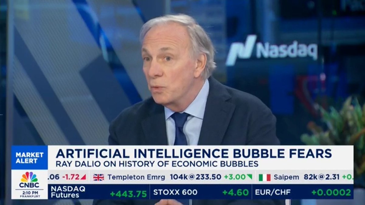casio_f's tweet image. Just in Ray Dalio just said don&apos;t sell even there is Bubble #AIBubble #NVIDIA #artificial_intelligence #CNBC