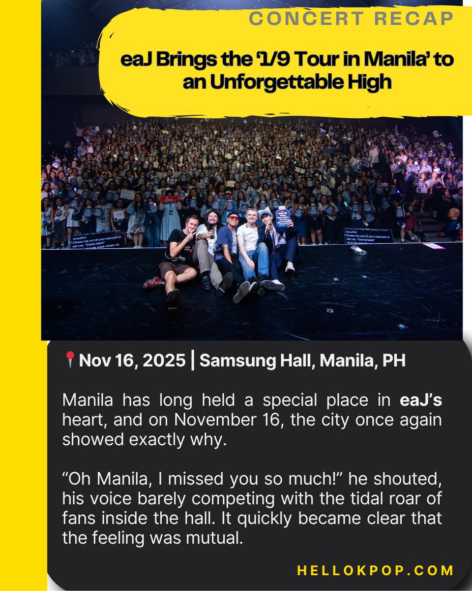 hellokpop's tweet image. #CONCERTRECAP #eaJinManila 

Manila has long held a special place in eaJ’s heart, and the city once again showed exactly why at #the1outof9tourinMANILA. 

@Threeanglespro #ThreeAnglesProduction

READ FEATURE: hellokpop.com/featured/conce…