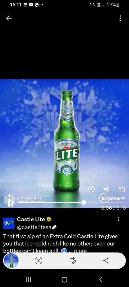 IAMJAYR_'s tweet photo. @castlelitesa Lets get it 
#NothingHitsExtraCold  #LiteHour https://t.co/d42izoCcUF