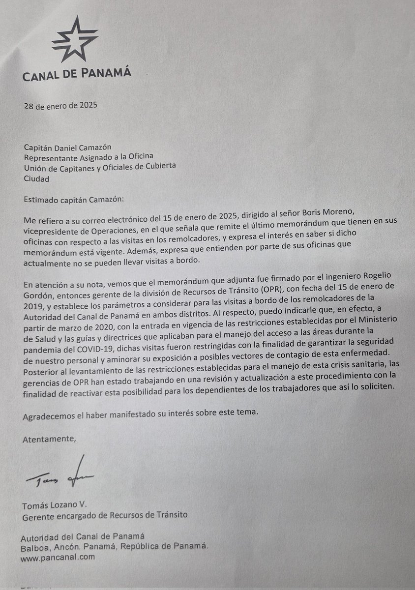 Pandemias, derechos "exclusivos" y mas excusas. Desde el año 2018 a la fecha ( y muchas cartas de por medio) hemos cuestionado a la adm/jd <a href="/canaldepanama/">Canal de Panamá</a> por su arbitrariedad de prohibir a todo #Panama el hacer estas visitas gratuitas, la forma mas cercana  para conocer su canal