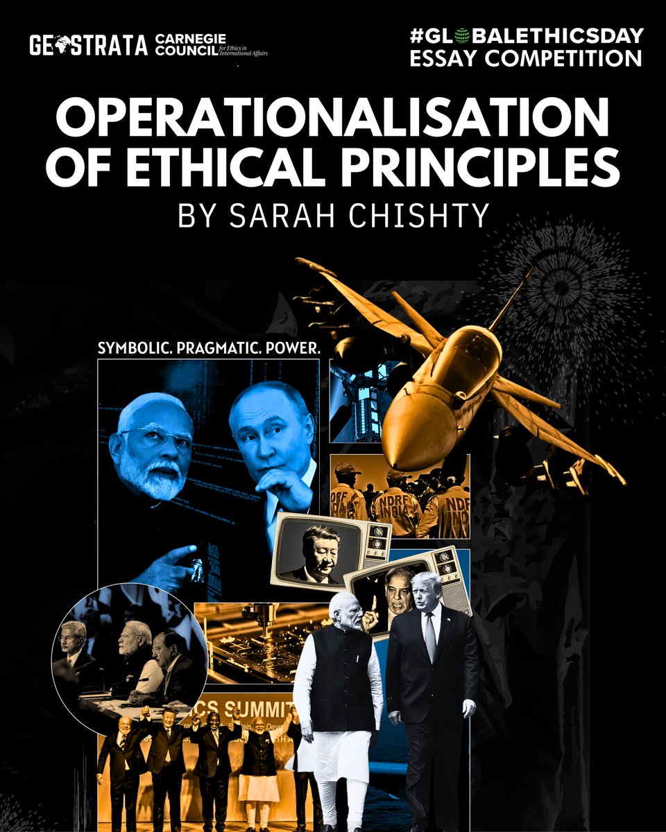 TheGeostrata's tweet image. Operationalisation
of ethical principles by Sarah Chisty

The Geostrata, in collaboration with the Carnegie Council for International Affairs, is proud to announce Sarah Chishty as the winner of the Global Ethics Day Essay Competition 2025.

Her essay offers a sharp and timely…
