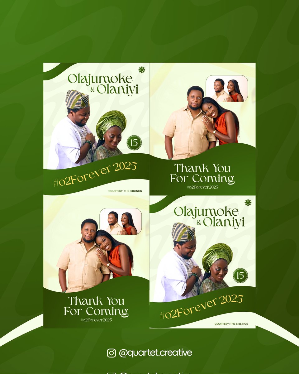 thekingpesam's tweet image. Completed for #O2Forever💚 15-11-25.

I design high-quality Wedding Covers and Jotters that add class to your event.

Running a business? I also create flyers and banners that make your products look ready to sell.

DM me for prices.

Portfolio:
behance.net/gallery/238935…