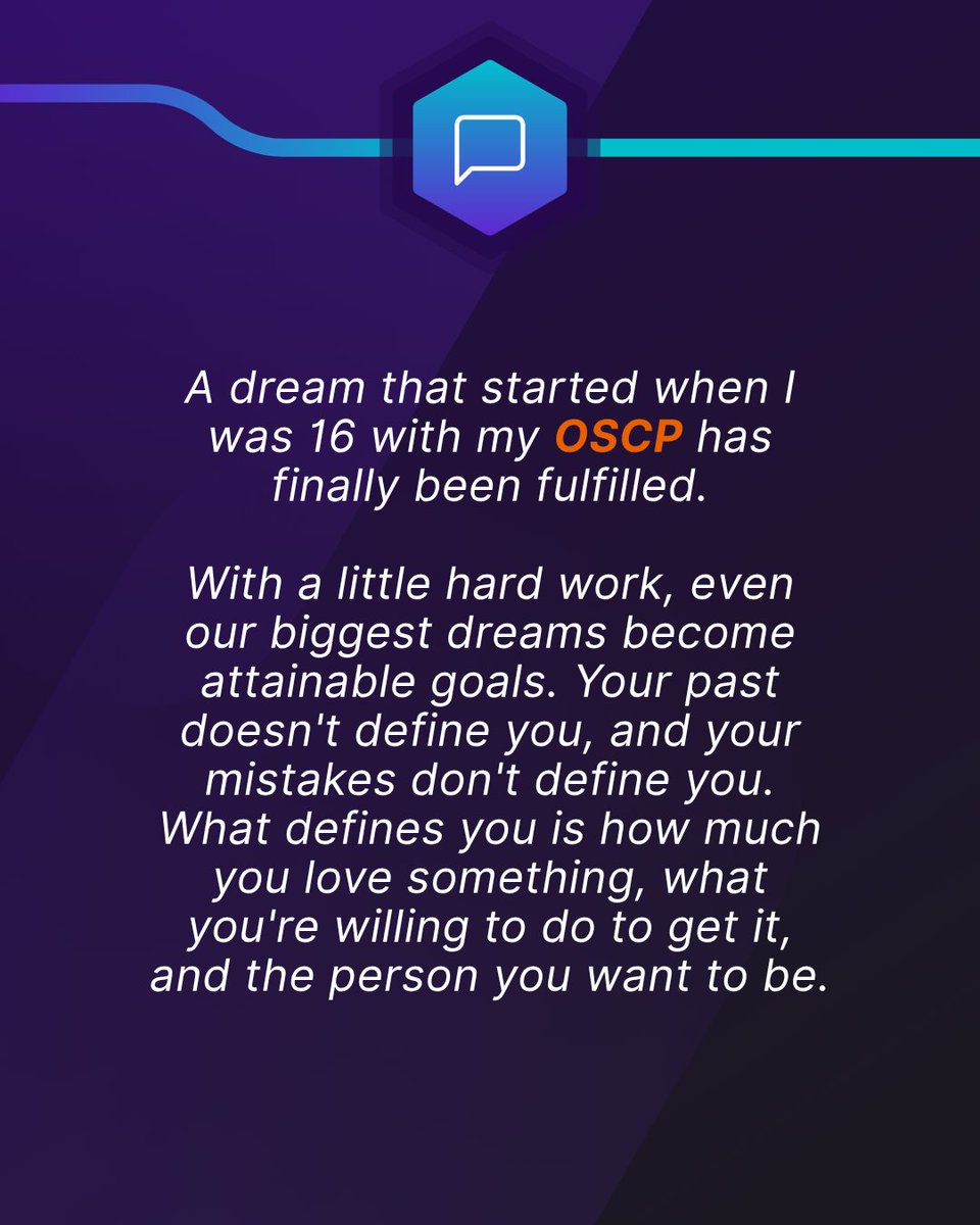 offsectraining's tweet image. 💬 "If there’s one thing I’ve learned, it’s this: No dream is too big, no dream is too ambitious."

To continue with our Try Harder monthly series, we're celebrating dedicated individuals who embody the spirit of #TryHarder. This month, we’re recognizing Mohammad, who has now