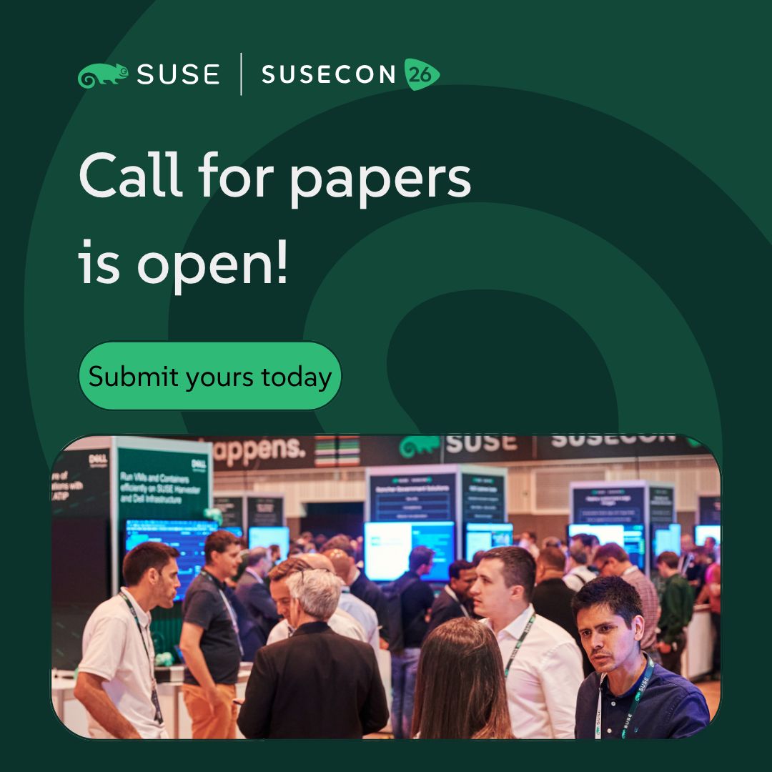 geek_linux_Tony's tweet image. 📣 Zapraszamy do zgłaszania propozycji wystąpień na konferencji SUSECON 2026. Podziel się swoim doświadczeniem i najlepszymi praktykami!

Na zgłoszenia czekamy do 30 listopada. Zgłoś swój pomysł już dziś: okt.to/3lSqz6

#SUSE #SUSECON2026 #OpenSource #AI #CloudNative
