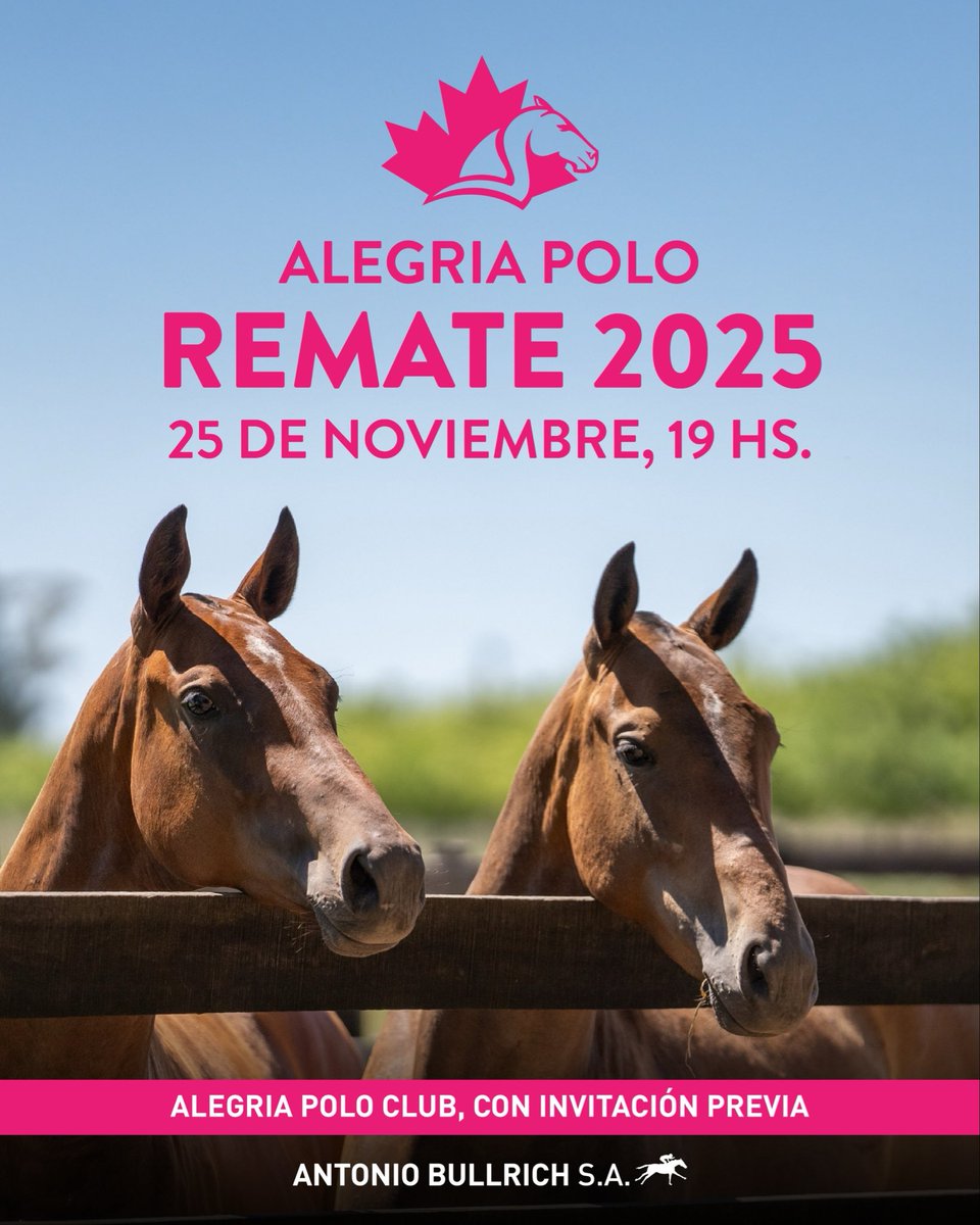Alegría Polo, Remate 2025

📆 Martes 25 de Noviembre, 19H

📍Alegría Polo Club, con invitación previa.

#polo #horse #polohorse #caballos #caballo #caballosdepolo #poloargentino