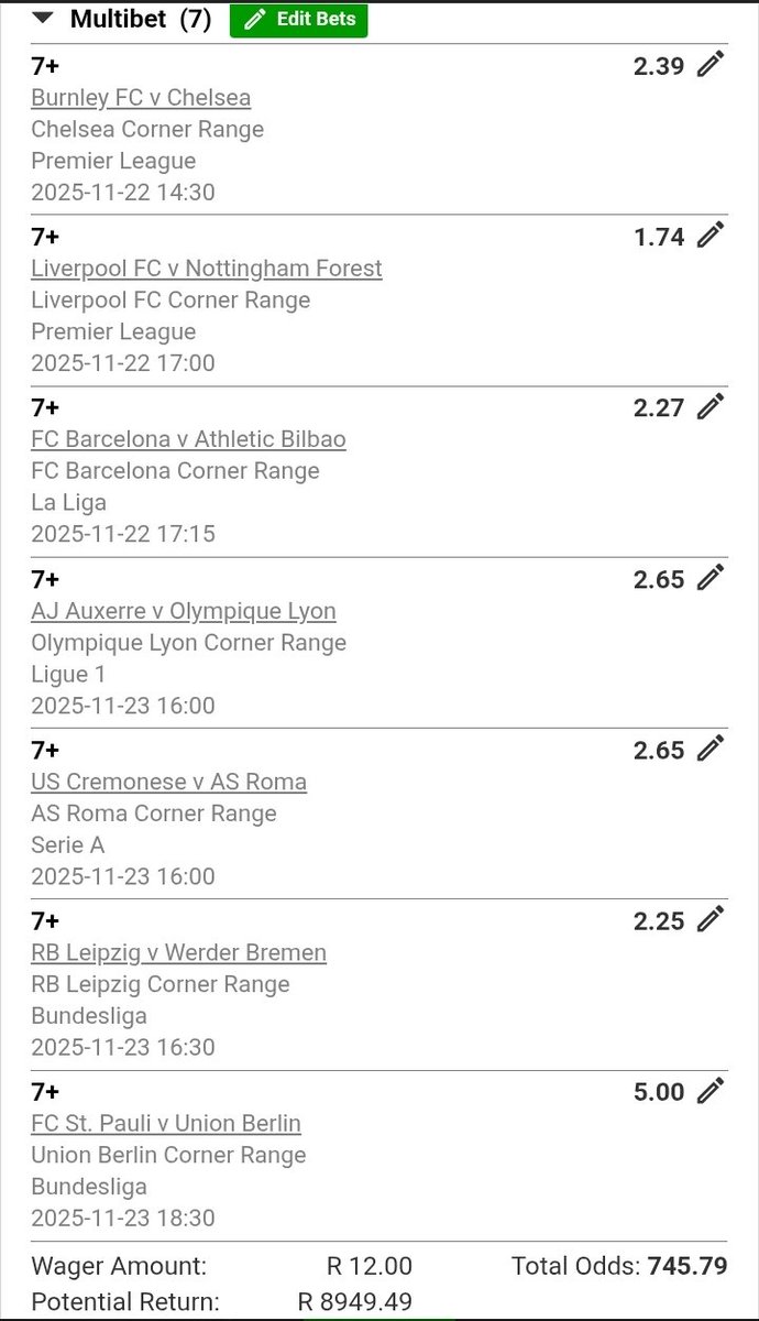 CornersCode's tweet photo. BW225D1C4A
We’re going 7+ Corners this time! ⚽🔥
Let’s make it another week BOOM 💥
Drop your slips and let’s trend again! 🚀
#7PlusCorners #CornersBoom #Betway #WeekendTicket #WinningVibes #PuntersOnly #BoomTicket #SoccerBetting #BetwayZA #BettingTwitter #GurusFamily https://t.co/tSEWmJonGk