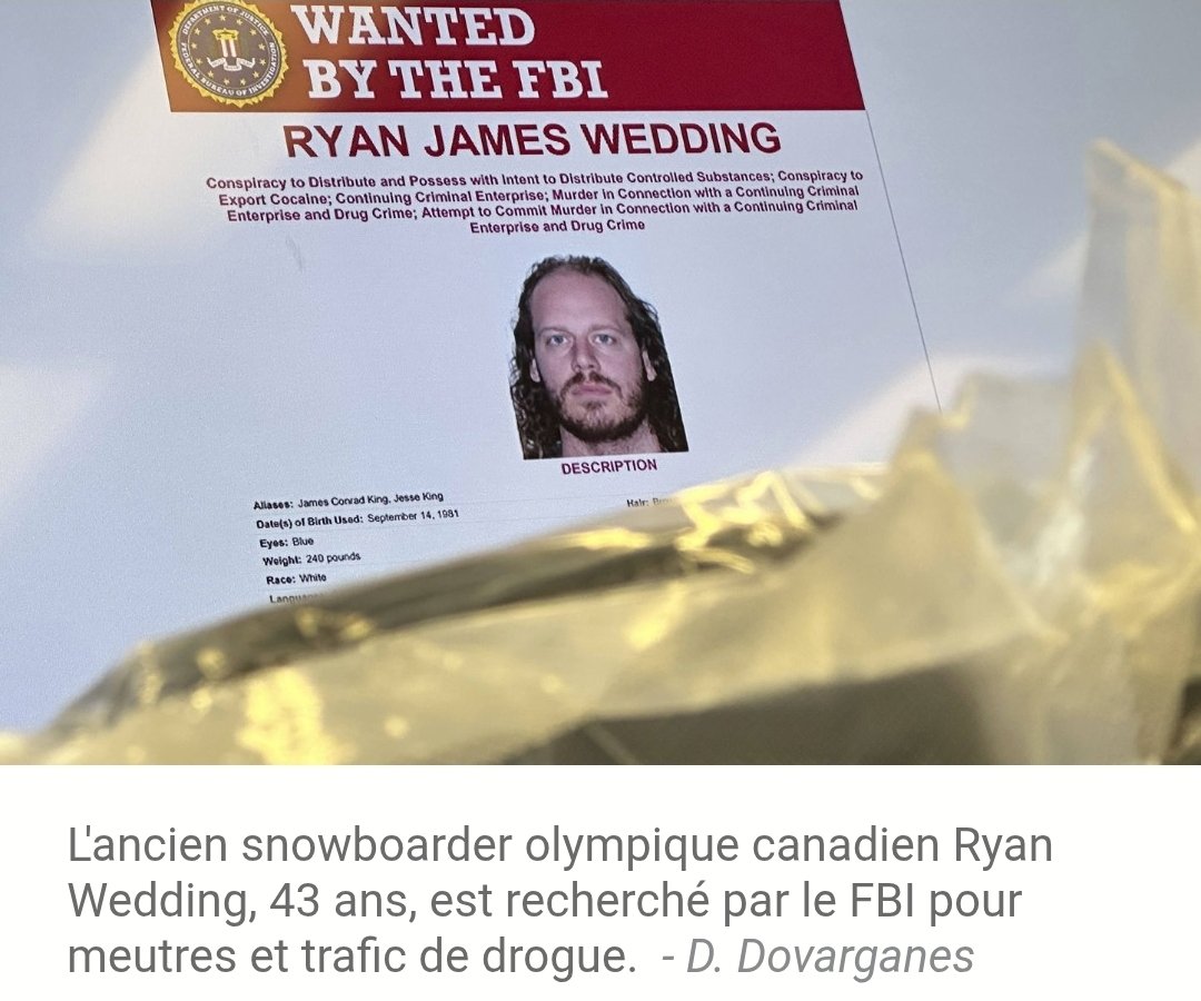 MagLiber3's tweet image. CODE 17 👊⚔️
Q TRAQUE LES BARRONS DE LA DROGUE 
⬇️
BREAKING 💥💥 
Narcotrafic, assassinats : 
Ryan Wedding est actuellement le plus important fournisseur de cocaïne au Canada. Il coopère étroitement avec le cartel de Sinaloa 😡

1️⃣0️⃣ personnes arrêtées dans l’enquête du FBI…