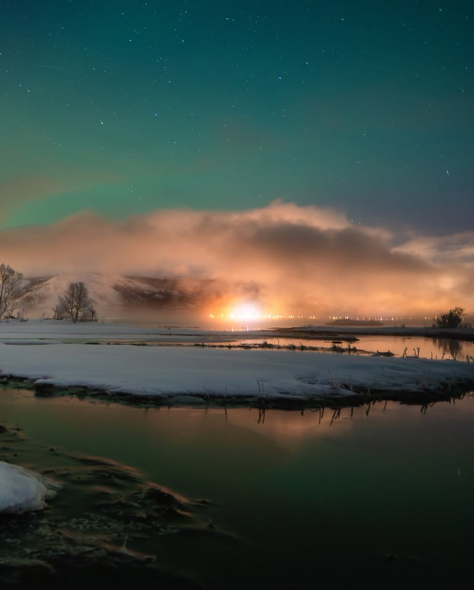 visualsofearth1's tweet photo. Fresh snow under the Northern Lights in Senja, Norway https://t.co/xlzSXHRMgX