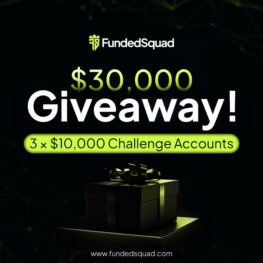 🎁 3x $10k GIVEAWAY 🎁 

Rules
⭐ Follow <a href="/fundedsquad/">FundedSquad</a> <a href="/Fadel_FST/">Fadel</a>  <a href="/ajwadthefalcon/">Ajwad Saleem</a> <a href="/_Al_Madani_/">MR | EUR</a>

⭐ Join Discord: discord.gg/C6znjHZzXg

⭐ Join Telegram: t.me/fundedsquadoff…

✨ Tag 3 Traders.
✨ Engage with FundedSquad Pinned post.
✨ Like &amp; Retweet.

Winners will be
