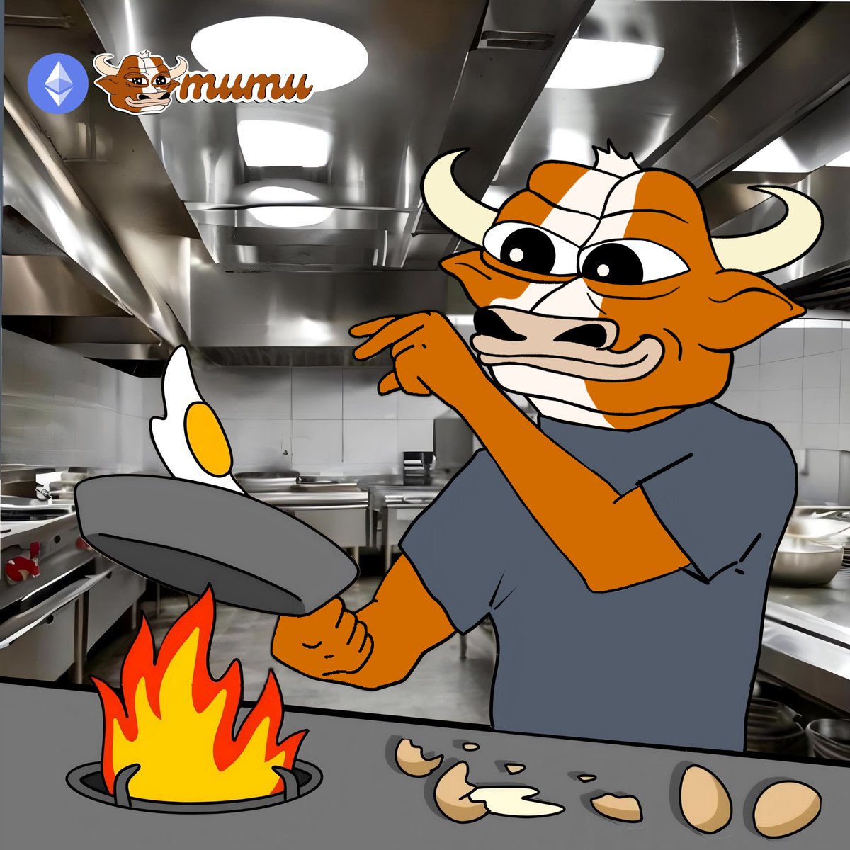 mumucoineth_'s tweet image. GM frens!  You can&apos;t make an omelette without breaking a few eggs.

$MUMU