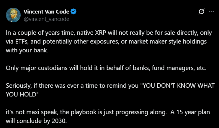 Serial AI Startup Founder Says Native #XRP Would Not Be for Sales Directly by 2030.🧵🧵🧵