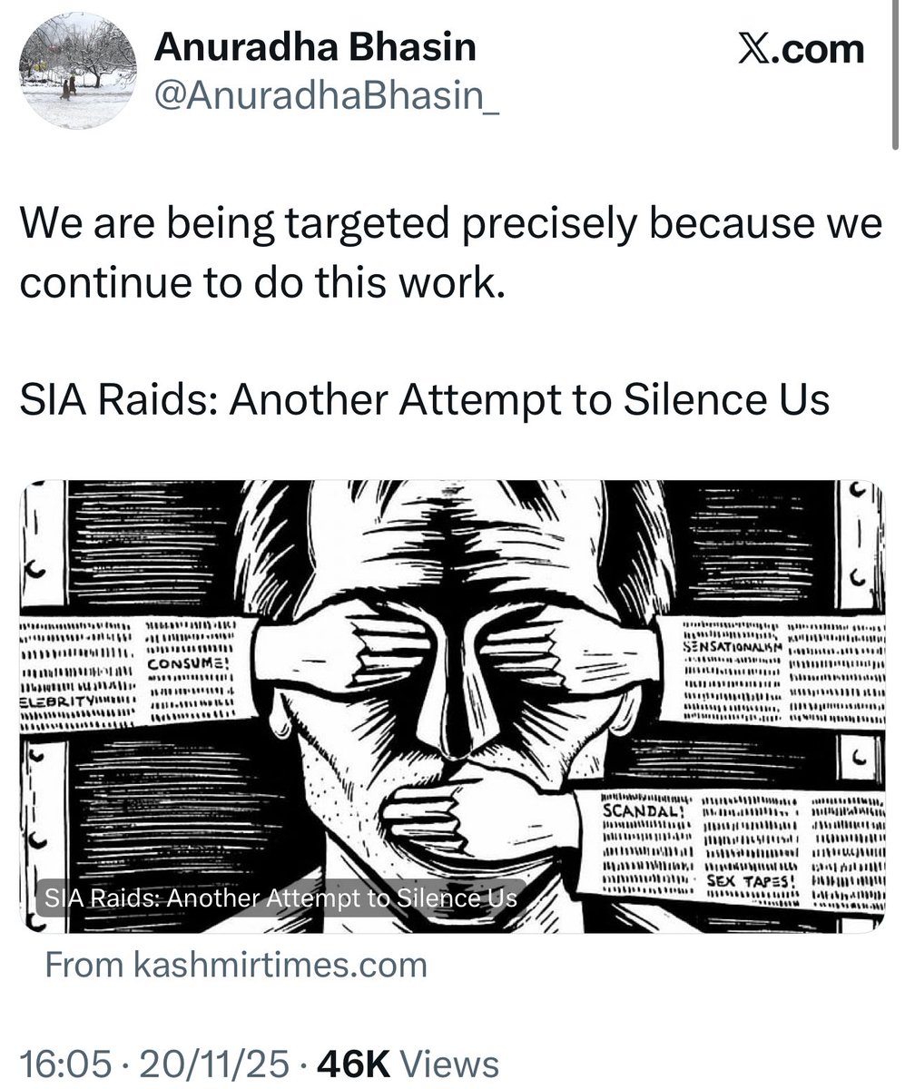 FltLtAnoopVerma's tweet image. Meet Anuradha Bhasin

Editor of Kashmir Times based out of Jammu

A perennial internal enemy &amp;amp; prominent 0.5 of India

Opposed abrogation of 370 &amp;amp; always takes Anti India stand while eating &amp;amp; staying in India

She calls this as dissent &amp;amp; FoE of Journalism 

Today her office is…
