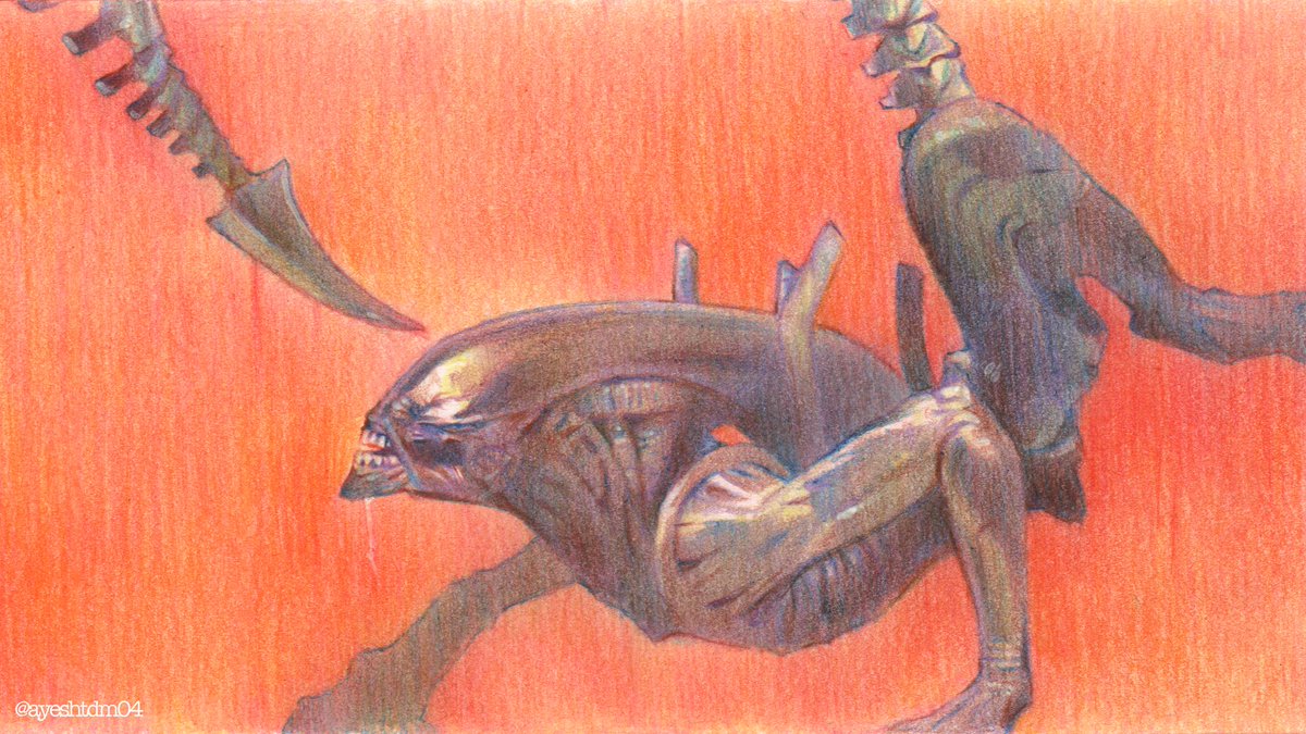 ayeshtdm04's tweet photo. XENOMORPH 
#xenomorph #xenovember #alien #alienearth #coloredpencil #traditionalart #fanart #illustration #art https://t.co/pGQXcv2DrP