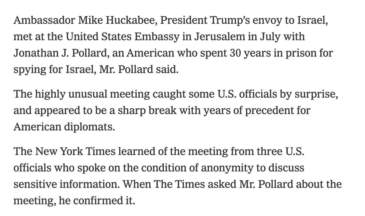 esaagar's tweet image. US Ambassador to Israel Mike Huckabee welcomed convicted US spy for Israel Jonathan Pollard into the US embassy in July