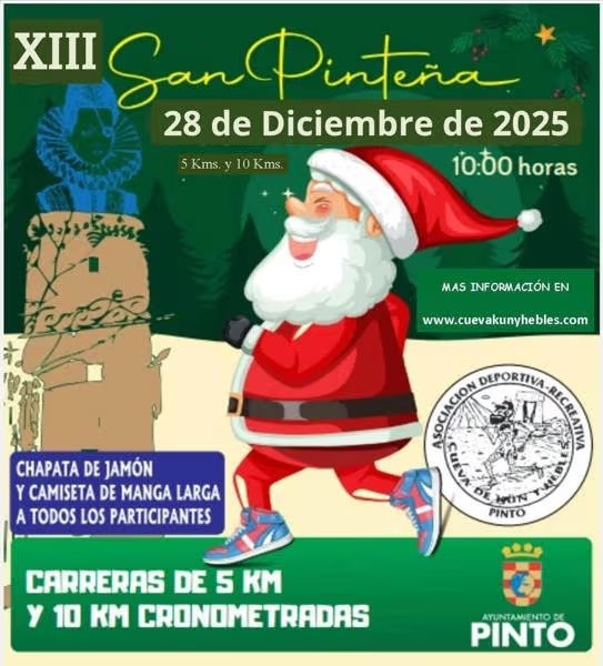 ¡Atención runners! El 28 de diciembre llega la XIII San Pinteña. ¡No te pierdas esta carrera festiva llena de diversión! Más info: fororunners.es/event/xiii-san… 🏃‍♂️🎉 #SanPinteña #Running