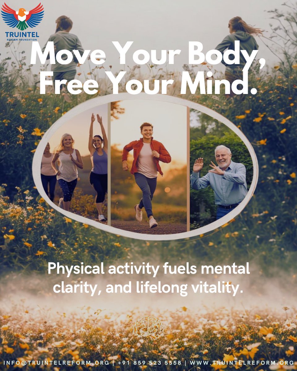 TruIntel_Reform's tweet image. Move your body, free your mind.
Physical activity boosts clarity, mood &amp;amp; overall vitality.
Start small. Stay consistent. Stay active. 🌿💪

#TruIntelReformFoundation #MentalWellbeing