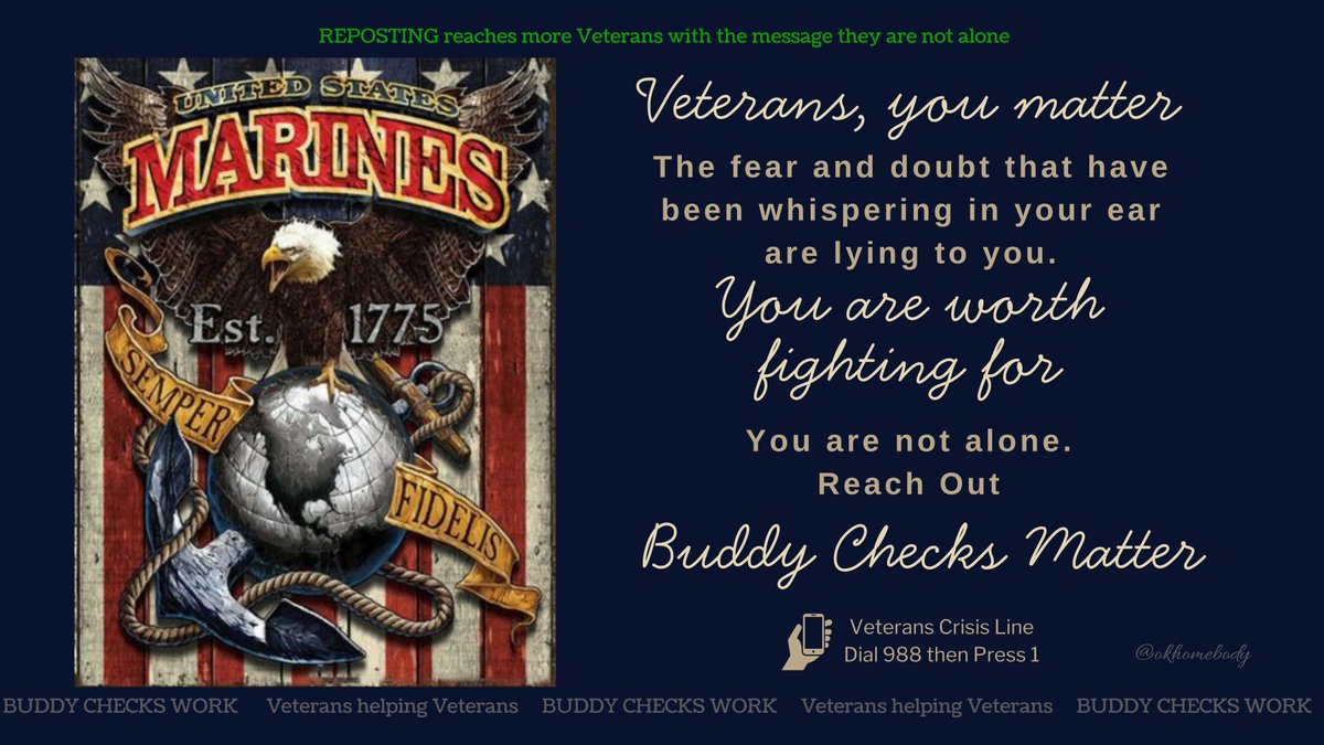 ✅Veteran 🇺🇸 Daily #BuddyChecks ✅
GM, my awesome people. Some days test us, some days heal us. Either way, you’re part of a family that has your back. Never hesitate to reach out — someone cares. I love you all!❤️🤍💙
🗡️<a href="/TParaclete/">Bill Bair</a> <a href="/JohnDav21250662/">John Davis</a> <a href="/827js/">Jeff pontz</a> <a href="/RomeyBryant/">Romey Bryant</a>