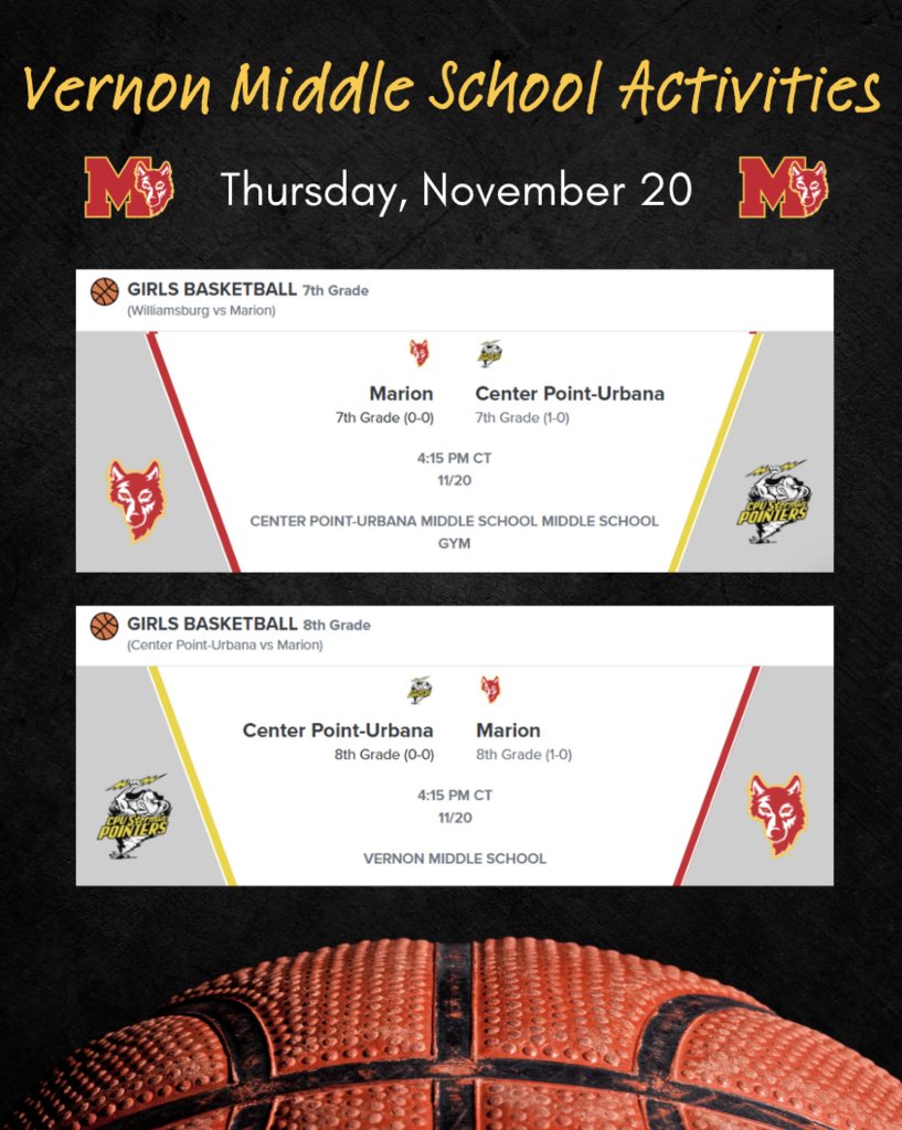 VMS Activities: Tuesday, November 20 - Girls Basketball