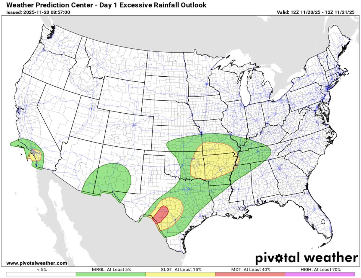 HEAVY RAINFALL likely across parts of the South-Central U.S. Flooding risk is increasing - stay weather aware!🚨🚨
#flashflooding #southernplains #southcentralUS #excessiverainfall