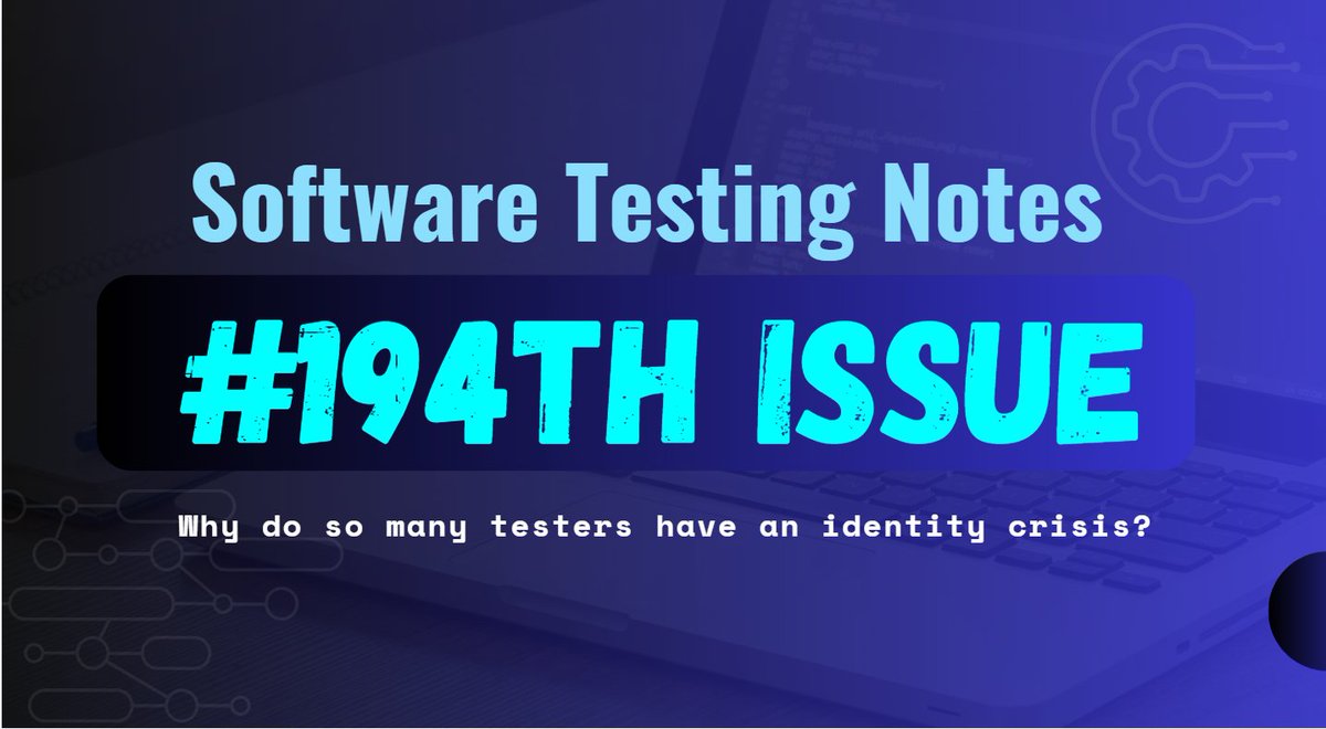 TheTestingKit's tweet image. Hello everyone! 👋

The 194th issue on #SoftwareTesting is out.
👉 softwaretestingnotes.substack.com/p/issue-194-so…

Great articles and resources by @s_radzyminski, @nicolalindgren, @joshin4colours, @shaileshW6363, @debs_obrien, @KeithKlain, @Maaikees and more ! 👏

#QA #testing
