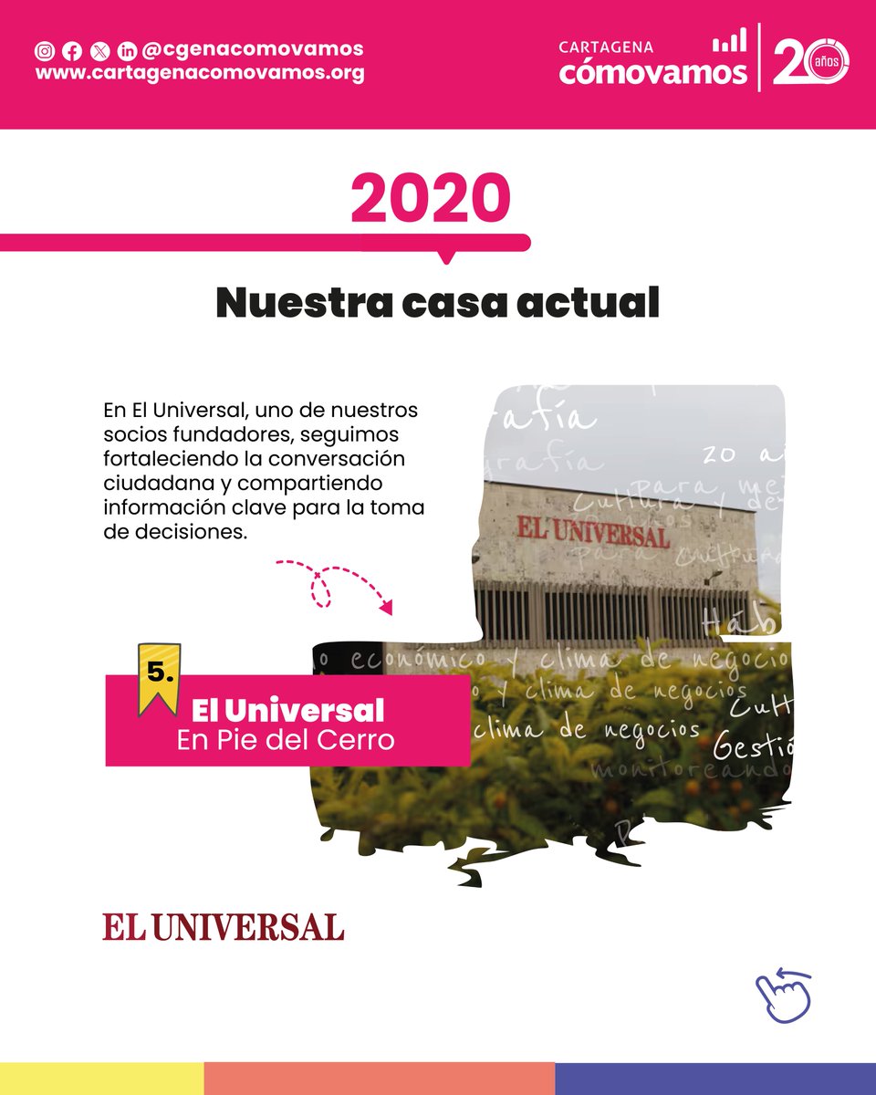 CgenaComoVamos's tweet image. Cinco espacios, un mismo propósito: poner los datos al servicio de Cartagena.
#20AñosCCV #DatosQueTransforman