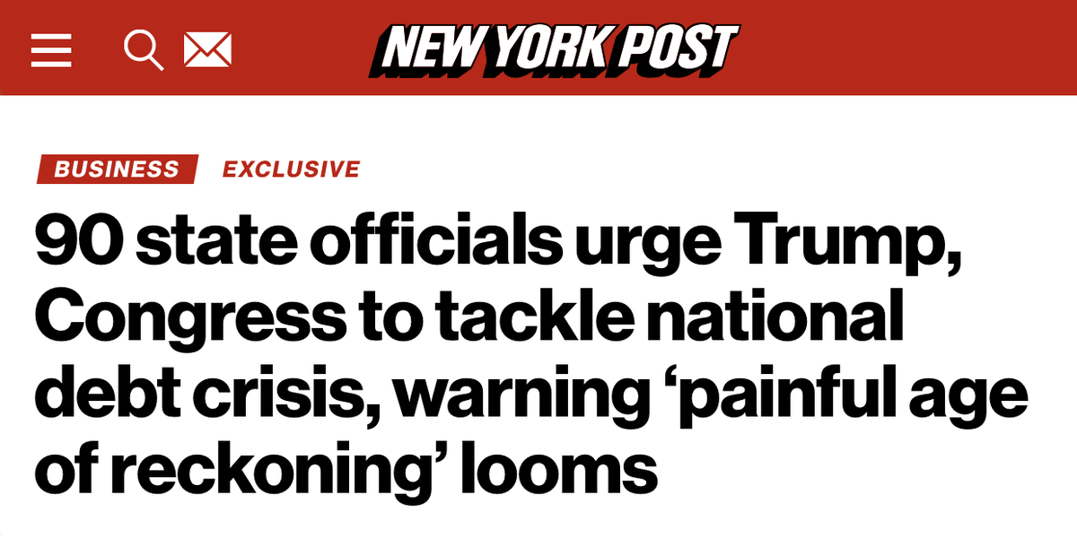 SFOF_States's tweet image. 🚨 Ninety state officials, including many of America’s top fiscal watchdogs, are sounding the alarm: America’s $38T debt demands urgent action before the consequences become irreversible.