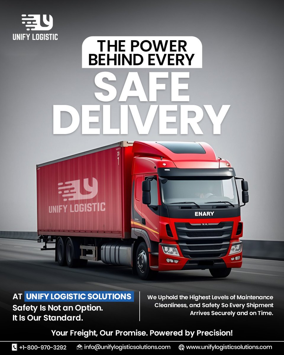LogisticUnify's tweet image. Every successful delivery starts long before the journey begins! 

At #UnifyLogisticSolutions, we put care into every detail, from how we maintain our fleets to how we protect every #shipment that moves through our network.