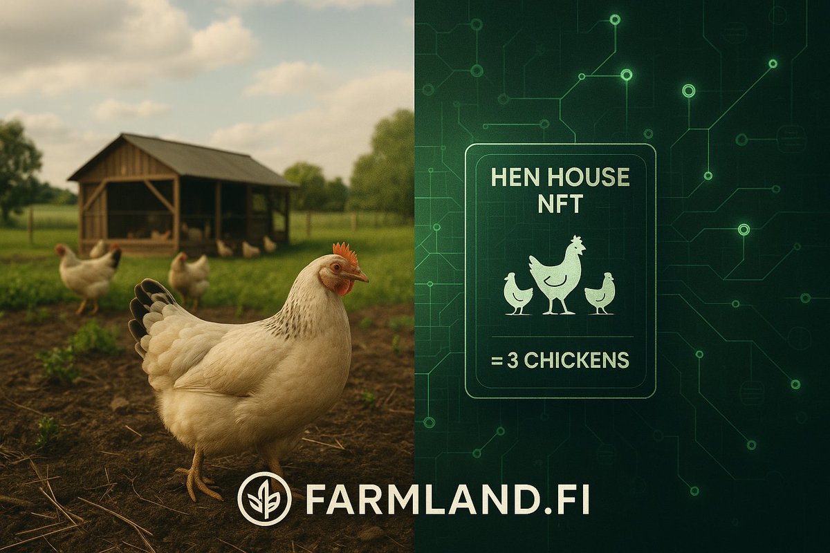 FarmlandFi | <a href="/_HenHouseNFT/">Hen House 🐔</a>.  is redefining what it means to own a piece of agriculture.
Real-world farms meet Web3 — where sustainable food production powers digital yield.
🌾 Land. Livestock. Ledger. All working in harmony.