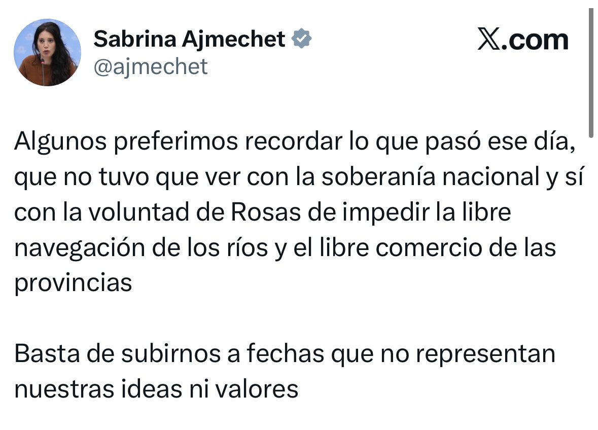 Y, sí.
Obviamente, hoy Ajmechet no festeja la soberanía, pero sí el bloqueo anglofrancés.