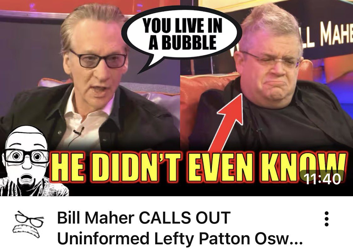 OnyxCrack's tweet image. Bill Maher CALLS OUT Uninformed Lefty Patton Oswalt In HEATED Discussion! youtu.be/JIL4zsd1gUM?si…